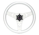NRG 330mm Arrow Cutout Aluminum Steering Wheel – Aluminum Steering Wheel 330mm - Arow Cutout - Ergonomic Grip - Anodized Silver