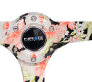 NRG Reinforced Steering Wheel (350mm / 3in. Deep) Black Suede Floral Dipped with Black Baseball Stitch