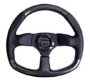 NRG Carbon Fiber Steering Wheel (320mm) Flat Bottom & Leather Trim w/Black Stitching