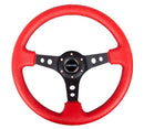 NRG Reinforced Steering Wheel (350mm / 3in. Deep) Red Leather/Blk Stitch with Blk Circle Cutout Spokes – Default Title