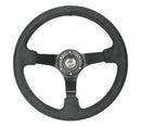 NRG 350mm Deep Dish Alcantara Steering Wheel – 3" Dish – Black Alcantara with Black Stitching - Matte Black Spoke