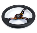 NRG Light Weight Gaming Steering Wheel - Splitz Neo Chrome Silver Spokes Perforated Leather