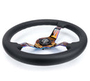 NRG Light Weight Gaming Steering Wheel - Splitz Neo Chrome Silver Spokes Perforated Leather
