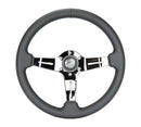 NRG Light Weight Gaming Steering Wheel - 350mm 3 Black Chrome Spokes Perforated Leather – Default Title