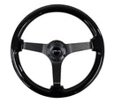 NRG 350mm Deep Dish Wood Grain Steering Wheel – 3" Dish – Classic Wood Grain Matte Black Solid 3-Spoke
