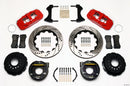 Wilwood AERO4 Rear Brake Kit (14.00 in Drilled & Slotted Rotors - Red Powder Coat Calipers) - Ford - Parking 8.8 with 2.5 in Offset-5 Lug / Parking Brake | 140-10952-DR