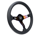NRG Light Weight Gaming Steering Wheel - Splitz Neo Chrome Silver Spokes Perforated Leather