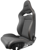Sparco SPX Special Edition Seat - Gloss Carbon Shell - Black Leather & Alcantara / Grey Stitch - (Right Side) Side