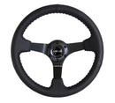 NRG Reinforced Steering Wheel (350mm / 3in. Deep) Bk Leather with Bk BBall Stitch (Odi Bakchis Edition)
