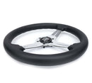 NRG Light Weight Gaming Steering Wheel - 350mm 3 Chrome Silver Spokes Perforated Leather
