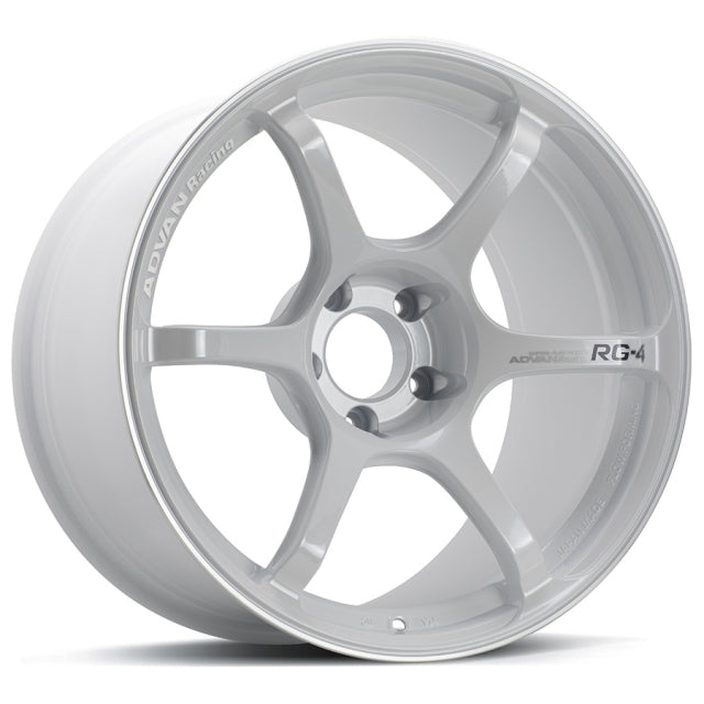 Advan RG-4 Wheel (STD Face) - 18x7.0 / Offset +41 / 4x100 (Racing White Metallic & Ring)