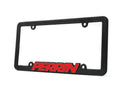 PERRIN License Plate Frame (Black with Red Lettering)