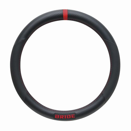 Bride Steering Wheel Cover (Black Carbon Tone with Red / S Type) - 36.5 to 37.9 cm