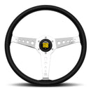 Momo California Steering Wheel - 360mm (Black Leather / White Stitch / Polished Spoke)