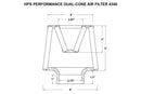 HPS Performance Universal Dual-Cone Air Filter (Oiled) – Length 6.5", Element 5", Base OD 6"
