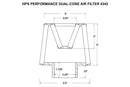 HPS Performance Universal Dual-Cone Air Filter (Oiled) – Length 5.75", Element 5", Base OD 5.5" – 3.25" / White