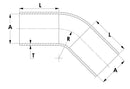HPS Performance Silicone Elbow Reducer - 45 Degree – Length 5", 4-ply Polyester, 350F | HTSER45-075-087-BLK