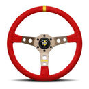 Momo Mod 07 Steering Wheel - 350mm (Red Microfiber / Brushed Anthracite Spoke / Yellow Center Stripe)
