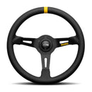 Momo MOD 08 Steering Wheel - 330mm (Black Leather / Brushed Black Spoke / Single Yellow Stripe)