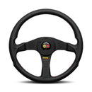 Momo Corse 2.0 Steering Wheel - 350mm (Black Leather / Brush Black Spoke / Red Stitch)