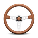 Momo Prototipo Heritage Steering Wheel - 350mm (Brown Distressed Leather / Brushed Aluminum Spoke)