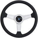Nardi Classic Steering Wheel - 340mm | Black Perforated Leather / Silver Spokes / Grey Stitch
