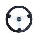 Nardi Sport Rally Deep Corn Steering Wheel - 330mm | Silver / Black Suede / Red Stitch