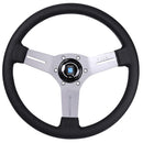 Nardi Competition Steering Wheel - 330mm | Black Perforated Leather / Satin Silver Spokes / Grey Stitch