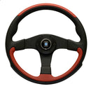 Nardi Leader Steering Wheel - 350mm | Black & Red Leather / Black Spokes