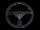 Personal Neo Grinta w/ Yellow Logo Bottom Spoke Steering Wheel - 350mm | Black / Black Suede / Yellow Stitch