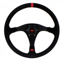 Personal Rally Trophy Steering Wheel - 350mm | Black / Black Suede / Red Stitch