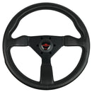 Personal Grinta Steering Wheel - 350mm | Black Polyurethane / Black Stitch / Red Horn Button