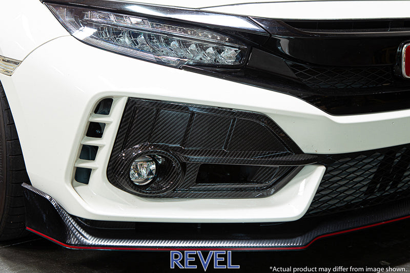Revel GT Dry Carbon Front Fog Light Covers - 17-21 Honda Civic Type R (FK8)