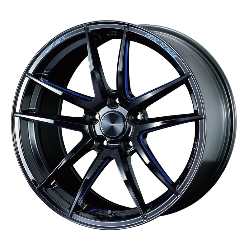 WedsSport RN-55M Wheel (Face FR) - 18x9.0 / Offset +45 / 5x120 (Black Blue Machining)