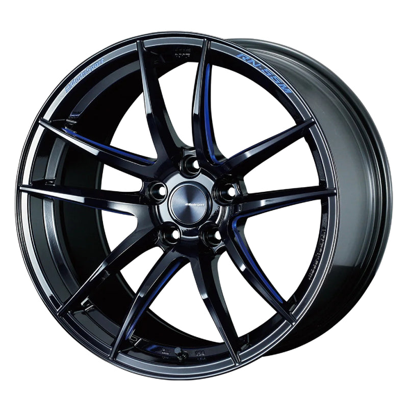 WedsSport RN-55M Wheel (Face RR) - 18x10.0 / Offset +36 / 5x114.3 (Black Blue Machining)