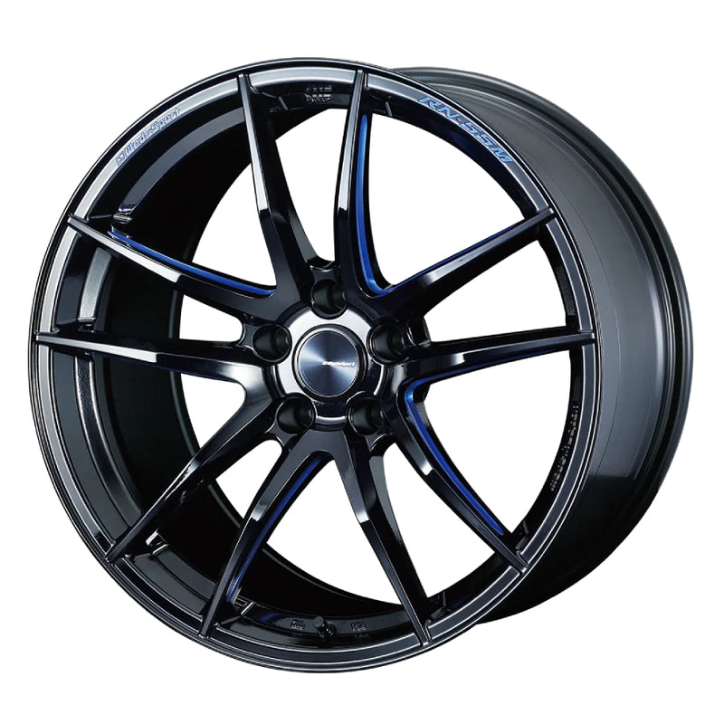 WedsSport RN-55M Wheel (Face R) - 19x9.5 / Offset +38 / 5x114.3 (Black Blue Machining)