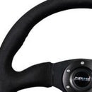 NRG Reinforced Steering Wheel (350mm / 2.5in. Deep)Blk Alcantara Comfort Grip with 4mm Matte Black Spokes