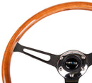 NRG Reinforced Steering Wheel (360mm) Classic Wood Grain with Chrome Cutout 3-Spoke Center