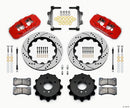 Wilwood AERO4 Rear Brake Kit (14.00 in Drilled & Slotted Rotors - Red Powder Coat Calipers) - 2007-2011 BMW E90 Series - Includes Brake Lines | 140-13583-DR