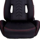 NRG Sport Seats (Pair) Cloth with NRG Logo & NRG Arrow Cushion Imprint - Black with Red Stitch