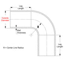 HPS Performance 90 Degree Aluminum Tube – 6061 Aluminum, Length 6", 90 – 2.75" (70mm) / Mill Finish | AT90-275-CLR-275