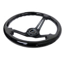 NRG Reinforced Steering Wheel (350mm / 3in. Deep) Black Wood with Blk Matte Spoke/Black Center Mark