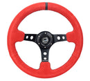 NRG Reinforced Steering Wheel (350mm / 3in. Deep) Red Suede with Black Stitch – Default Title