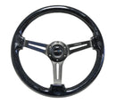 NRG Reinforced Steering Wheel (350mm / 3in. Deep) Black Multi Color Flake Wood with Black Matte Center