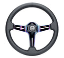NRG Light Weight Gaming Steering Wheel - 350mm 3 Neo Chrome Silver Spokes Perforated Leather – Default Title