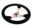 NRG Reinforced Steering Wheel (350mm / 3in. Deep) Black Suede Floral Dipped with Black Baseball Stitch