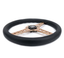 NRG Light Weight Gaming Steering Wheel - Driftz 350mm 3 Rose Gold Spokes Perforated Leather