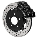 Wilwood Narrow Dynapro Front Brake Kit (11.75 in Drilled & Slotted Rotors - Black Calipers) - 1994-2004 Ford Mustang - Hat Kit | 140-10016-D