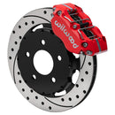 Wilwood Narrow Dynapro Front Brake Kit (11.75 in Drilled & Slotted Rotors - Red Calipers) - 1994-2004 Ford Mustang - Hat Kit | 140-10016-DR