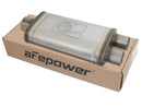 aFe MACH FORCE-Xp SS Muffler 3" Center Inlet / 2.5" Dual Outlets 18" L x 9" W x4in H Body